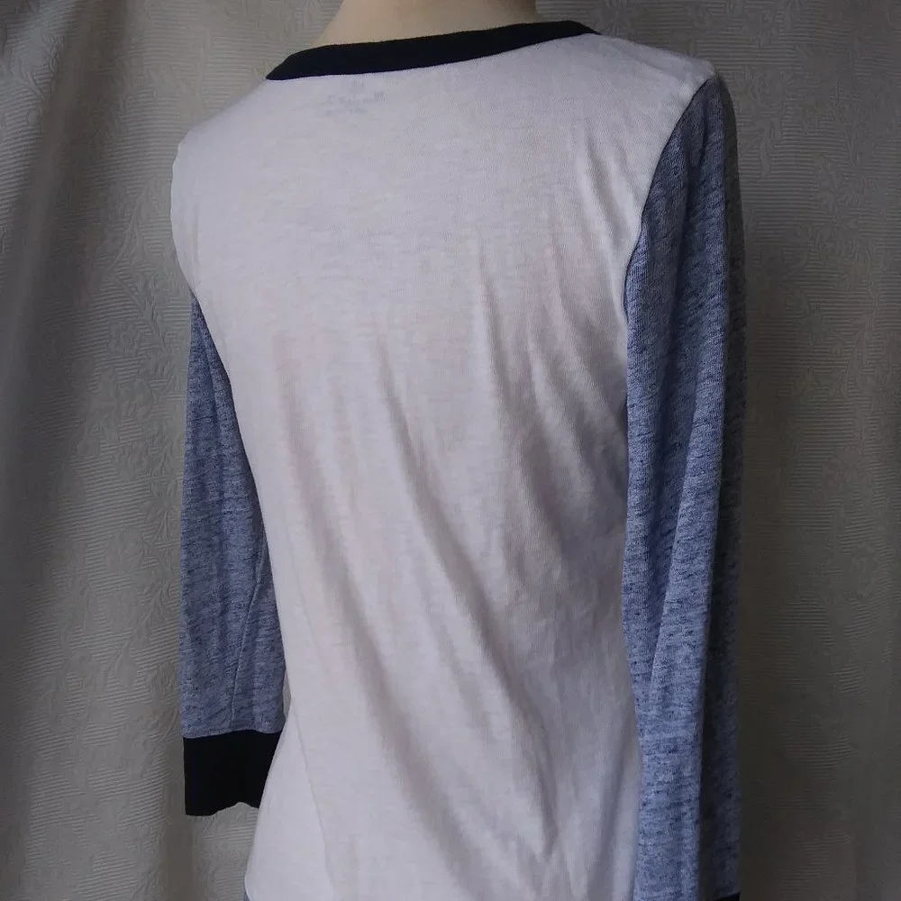 J. Crew | Navy and Soft White Baseball Tee | S